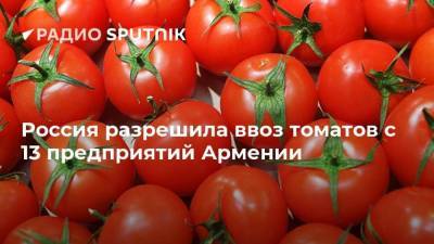 Россия разрешила ввоз томатов с 13 предприятий Армении - smartmoney.one - Россия - Армения - Армавирская обл.