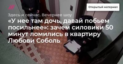 Любовь Соболь - Сергей Мохов - Владимир Воронин - «У нее там дочь, давай побьем посильнее»: зачем силовики 50 минут ломились в квартиру Любови Соболь - tvrain.ru