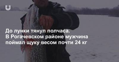 До лунки тянул полчаса. В Рогачевском районе мужчина поймал щуку весом почти 24 кг - news.tut.by
