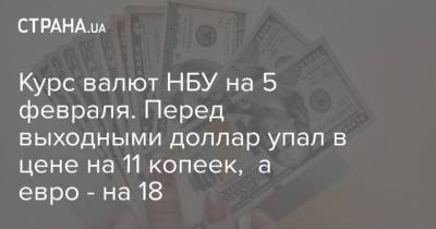 Курс валют НБУ на 5 февраля. Перед выходными доллар упал в цене на 11 копеек, а евро – на 18 - cryptos.tv - Украина