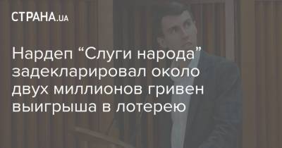 Нардеп “Слуги народа” задекларировал около двух миллионов гривен выигрыша в лотерею - strana.ua