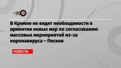 Дмитрий Песков - В Кремле не видят необходимости в принятии новых мер по согласованию массовых мероприятий из-за коронавируса – Песков - echo.msk.ru - Москва