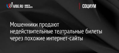 Мошенники продают недействительные театральные билеты через похожие интернет-сайты - ivbg.ru - Ленинградская обл. - Санкт-Петербург
