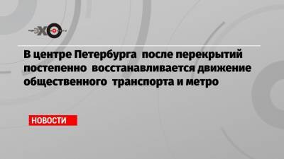 Борис Вишневский - В центре Петербурга после перекрытий постепенно восстанавливается движение общественного транспорта и метро - echo.msk.ru - Москва - Санкт-Петербург