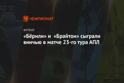 Грэм Поттер - «Бёрнли» и «Брайтон» сыграли вничью в матче 23-го тура АПЛ - championat.com