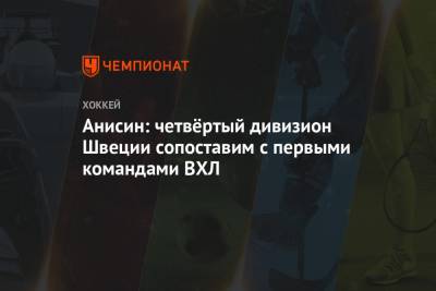 Анисин: четвёртый дивизион Швеции сопоставим с первыми командами ВХЛ - championat.com - Швеция