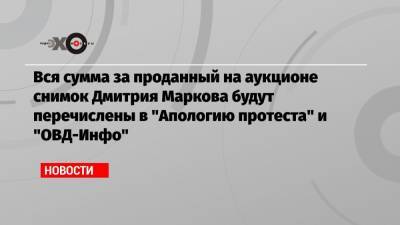 Алексей Навальный - Дмитрий Марков - Вся сумма за проданный на аукционе снимок Дмитрия Маркова будут перечислены в «Апологию протеста» и «ОВД-Инфо» - echo.msk.ru - Москва