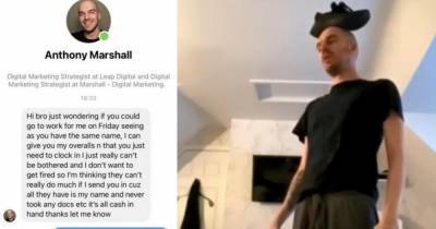 Парню написал незнакомец-полный тезка и попросил подменить на работе - ren.tv