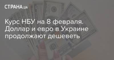 Курс НБУ на 8 февраля. Доллар и евро в Украине продолжают дешеветь - strana.ua