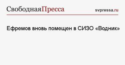 Михаил Ефремов - Николай Бондаренко - Ефремов вновь помещен в СИЗО «Водник» - svpressa.ru - Москва - Саратов