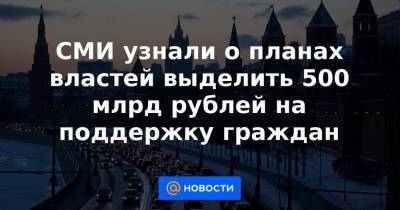 Владимир Путин - СМИ узнали о планах властей выделить 500 млрд рублей на поддержку граждан - news.mail.ru