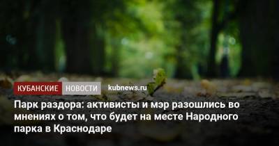 Евгений Первышов - Парк раздора: активисты и мэр разошлись во мнениях о том, что будет на месте Народного парка в Краснодаре - kubnews.ru - Краснодар - Благоустройство