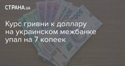 Курс гривни к доллару на украинском межбанке упал на 7 копеек - strana.ua