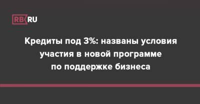 Кредиты под 3%: названы условия участия в новой программе по поддержке бизнеса - rb.ru - Россия