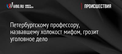 Владимир Матвеев - Петербургскому профессору, назвавшему холокост мифом, грозит уголовное дело - ivbg.ru - Украина - Ленинградская обл. - Санкт-Петербург - Петербург