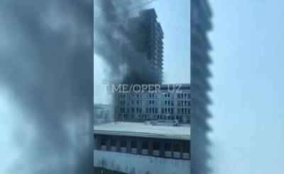 В строящемся небоскребе в Tashkent City произошел пожар. Видео - podrobno.uz - Узбекистан - Ташкент