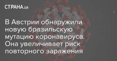 В Австрии обнаружили новую бразильскую мутацию коронавируса. Она увеличивает риск повторного заражения - strana.ua - Австрия - Бразилия