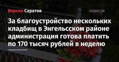 За благоустройство нескольких кладбищ в Энгельсском районе администрация готова платить по 170 тысяч рублей в неделю - nversia.ru - район Энгельсский