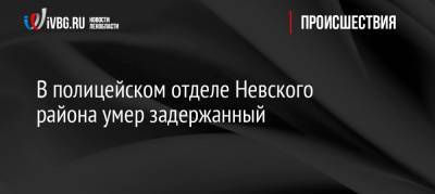 В полицейском отделе Невского района умер задержанный - ivbg.ru - Петербург