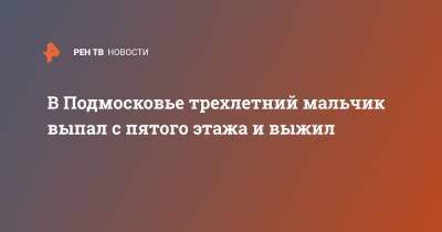 В Подмосковье трехлетний мальчик выпал с пятого этажа и выжил - ren.tv - Московская обл. - Московская область