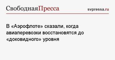 Андрей Панов - В «Аэрофлоте» сказали, когда авиаперевозки восстановятся до «доковидного» уровня - svpressa.ru