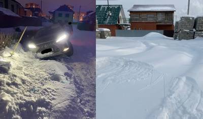 В восточной части Тюмени люксовый внедорожник Lexus угодил в кювет из-за снегопада - nashgorod.ru - Тюмень