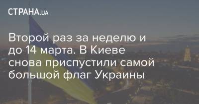 Второй раз за неделю и до 14 марта. В Киеве снова приспустили самой большой флаг Украины - strana.ua - Киев - Николаев