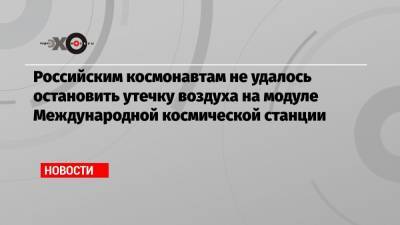 Сергей Рыжиков - Российским космонавтам не удалось остановить утечку воздуха на модуле Международной космической станции - echo.msk.ru