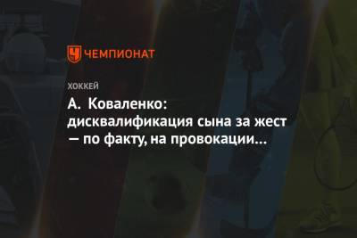 Андрей Коваленко - Николай Коваленко - А. Коваленко: дисквалификация сына за жест — по факту, на провокации не нужно отвечать - championat.com - Финляндия