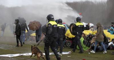 С дубинками и собаками: в Гааге полицейские жестко разогнали акцию протеста против карантина (7 фото) - tsn.ua - Голландия - Гаага