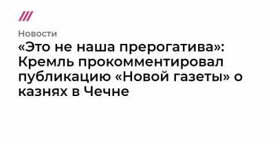 «Это не наша прерогатива»: Кремль прокомментировал публикацию «Новой газеты» о казнях в Чечне - tvrain.ru - респ. Чечня