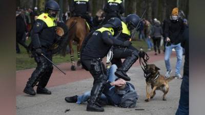 Акция протеста в Гааге закончилась беспорядками. Людей разгоняли водометами и собаками - polit.info - Голландия - Гаага