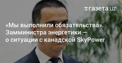 «Мы выполнили все обязательства». Замминистра энергетики — о ситуации с канадской SkyPower - gazeta.uz - Узбекистан