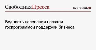 Бедность населения назвали госпрограммой поддержки бизнеса - svpressa.ru
