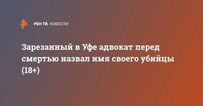Сергей Елисеев - Зарезанный в Уфе адвокат перед смертью назвал имя своего убийцы (18+) - ren.tv - Уфа