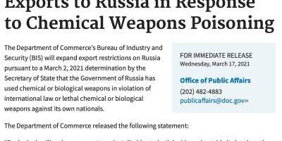 Алексей Навальный - Сергей Скрипаля - Министерство торговли США с 18 марта вводит новые ограничения для экспорта Россией из-за отравления Навального, Скрипаля и его дочери - ТЕЛЕГРАФ - telegraf.com.ua - Россия - США