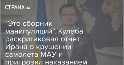 Дмитрий Кулеба - "Это сборник манипуляций". Кулеба раскритиковал отчет Ирана о крушении самолета МАУ и пригрозил наказанием - strana.ua - Иран - Тегеран