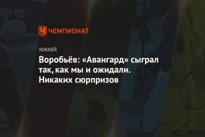 Илья Воробьев - Лев Лукин - Воробьёв: «Авангард» сыграл так, как мы и ожидали. Никаких сюрпризов - championat.com