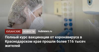 Полный курс вакцинации от коронавируса в Краснодарском крае прошли более 116 тысяч жителей - kubnews.ru - Краснодарский край