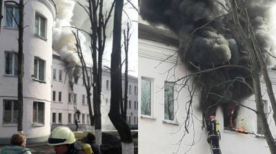 Людей спускали через окно: В киевском общежитии крупный пожар - news.bigmir.net - Киев - район Соломенский