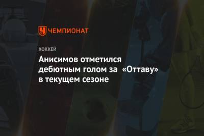 Артем Анисимов - Тим Штюцле - Анисимов отметился дебютным голом за «Оттаву» в текущем сезоне - championat.com - Канада - Оттава