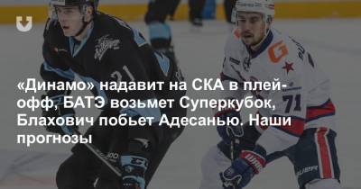 «Динамо» надавит на СКА в плей-офф, БАТЭ возьмет Суперкубок, Блахович побьет Адесанью. Наши прогнозы - news.tut.by - Москва - Минск - Гомельская обл.