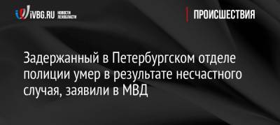 Задержанный в Петербургском отделе полиции умер в результате несчастного случая, заявили в МВД - ivbg.ru