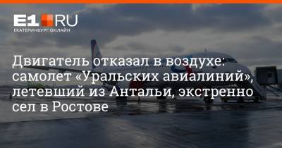 Артем Устюжанин - Двигатель отказал в воздухе: самолет «Уральских авиалиний», летевший из Антальи, экстренно сел в Ростове - e1.ru - Москва - Екатеринбург - Ростов-На-Дону - Свердловская обл.
