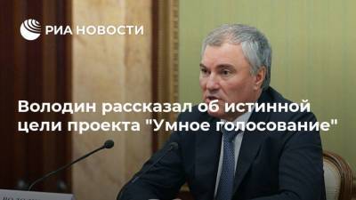 Вячеслав Володин - Володин рассказал об истинной цели проекта "Умное голосование" - ria.ru - Москва - Россия