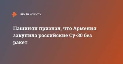 Никол Пашинян - Пашинян признал, что Армения закупила российские Су-30 без ракет - ren.tv - Армения - Ереван - Арагацотнской обл.