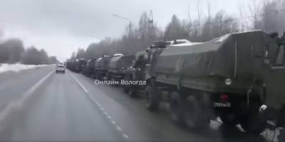 На трассе Вологда-Череповец заметили колонную военной техники – Назар Приходько предположил, что она может направляться в Украину - ТЕЛЕГРАФ - telegraf.com.ua - Россия - Украина - Вологда - Череповец