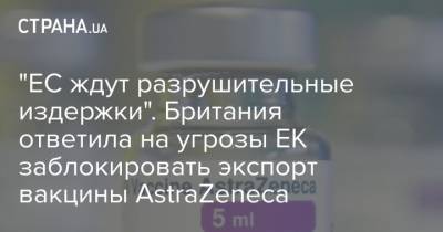"ЕС ждут разрушительные издержки". Британия ответила на угрозы ЕК заблокировать экспорт вакцины AstraZeneca - strana.ua - Англия - Брюссель - Ляйен