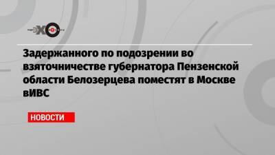 Иван Белозерцев - Борис Шпигель - Антон Колосков - Задержанного по подозрении во взяточничестве губернатора Пензенской области Белозерцева поместят в Москве вИВС - echo.msk.ru - Москва - Пензенская обл.