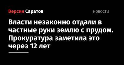 Власти незаконно отдали в частные руки землю с прудом. Прокуратура заметила это через 12 лет - nversia.ru - Саратовская обл.
